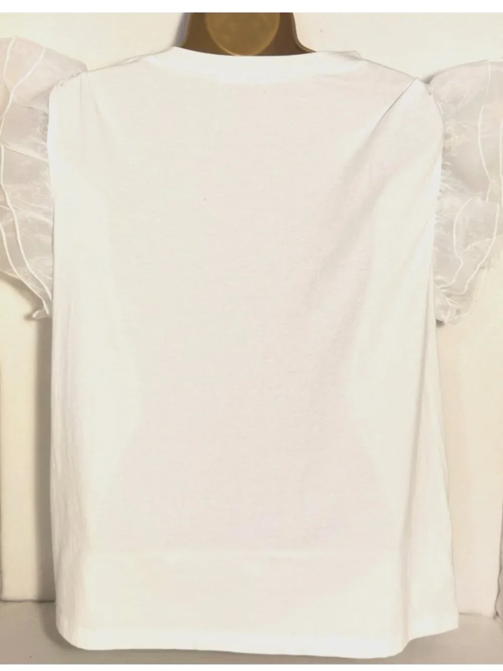 Anthro White Pearl Amor (LOVE) Top Womens XL Sheer Puff Sleeve Romantic Blouse